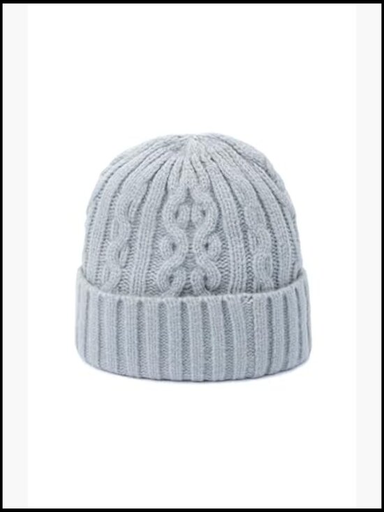Embroidered Cable Knit Beanie in Supersoft Cashmere and Wool-Blend